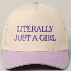 Literally Just A Girl Embroidery Two Tone Trucker Hat: ONE SIZE