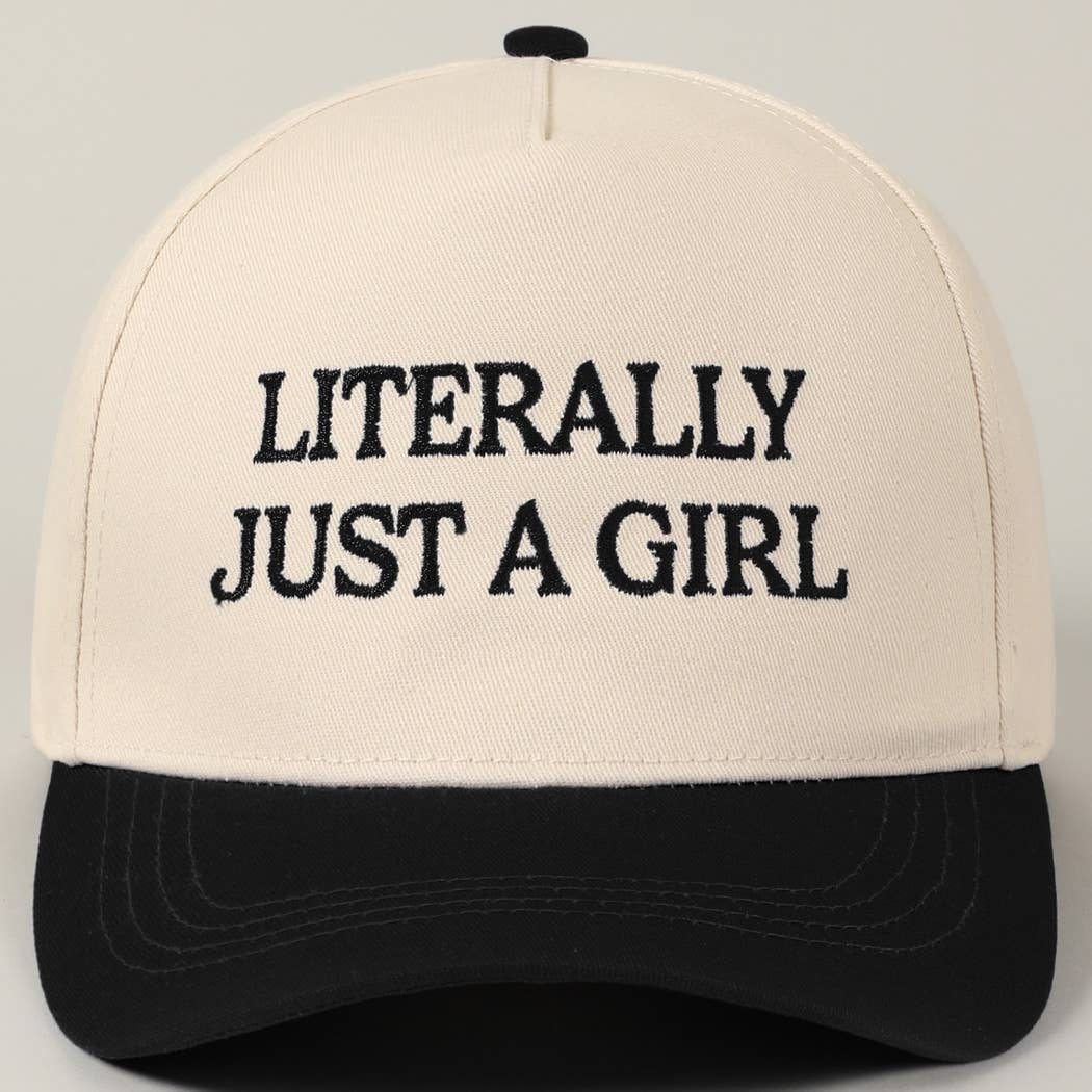 Literally Just A Girl Embroidery Two Tone Trucker Hat: ONE SIZE