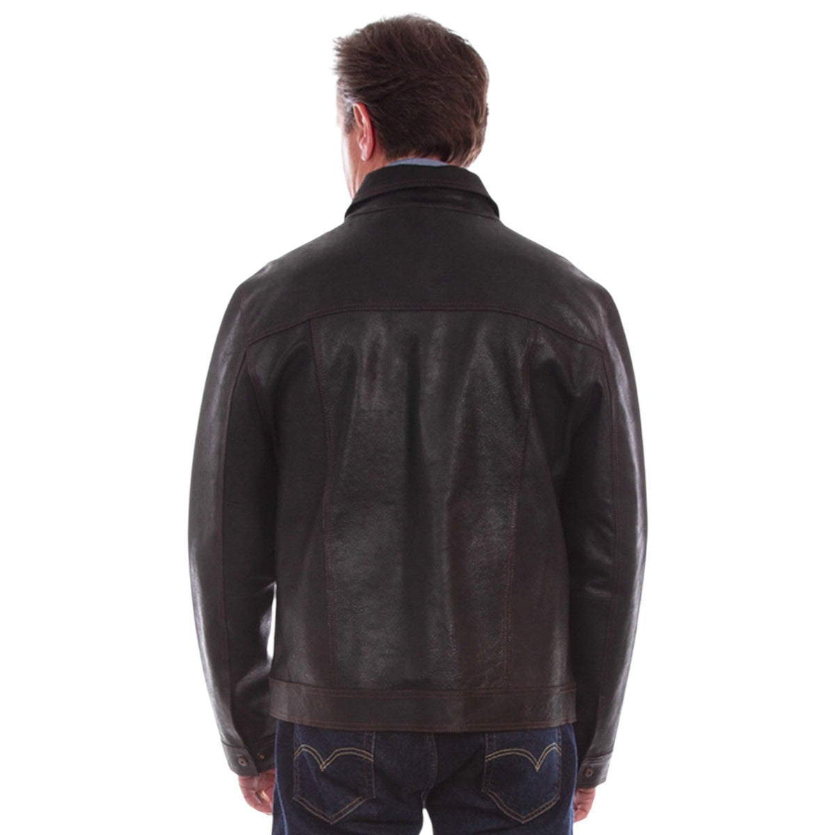 Men’s Scully Rugged Black Leather Zip Up Jacket