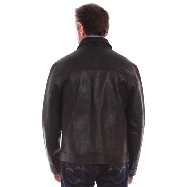 Men’s Scully Rugged Black Leather Zip Up Jacket
