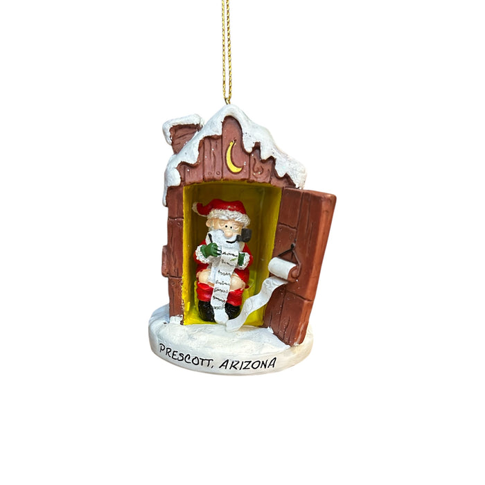 Prescott, Arizona Keepsake Ornament- Santa Using The Outhouse