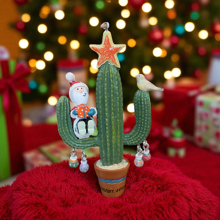 Prescott, Arizona Keepsake Ornament- Santa Sitting on a Saguaro