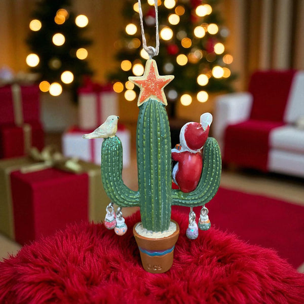 Santa Sitting on a Saguaro Ornament