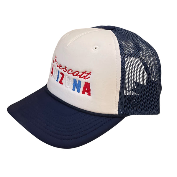 Prescott Arizona Red White and Blue Mesh Snapback Baseball Cap