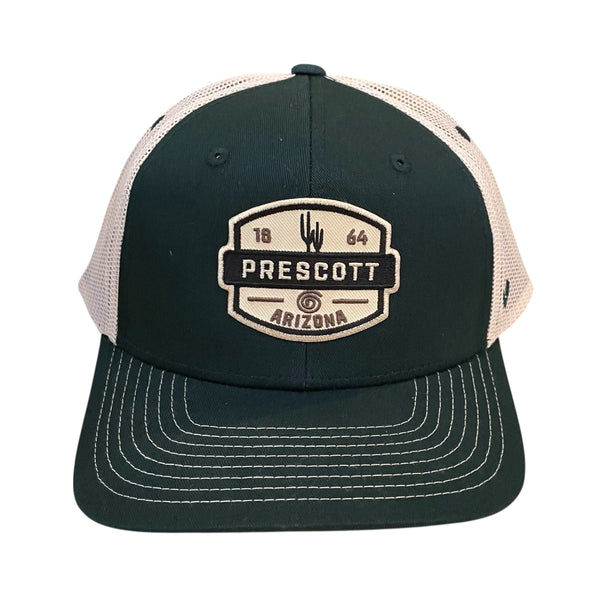 Dark Green Prescott Arizona 1864 White Mesh SnapBack Baseball Cap