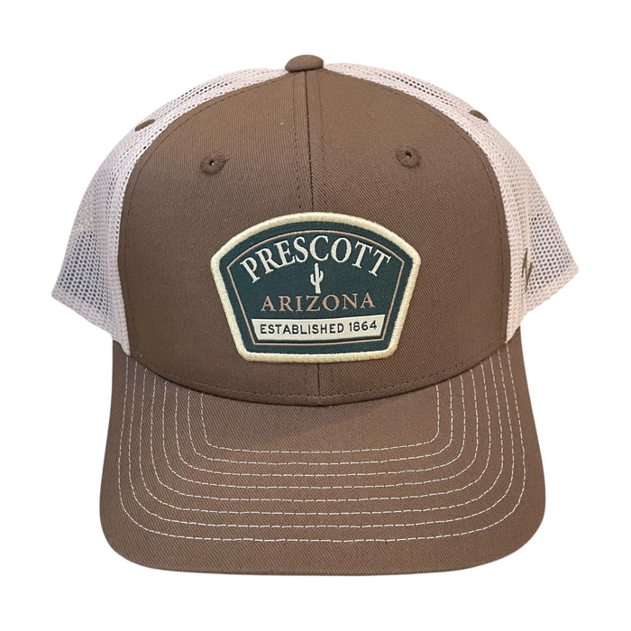 Brown Prescott Arizona Established 1864 White Mesh SnapBack Baseball Cap