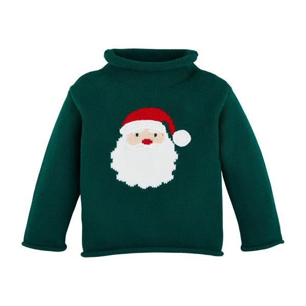 GREEN SANTA ROLLNECK TODDLER SWEATER
