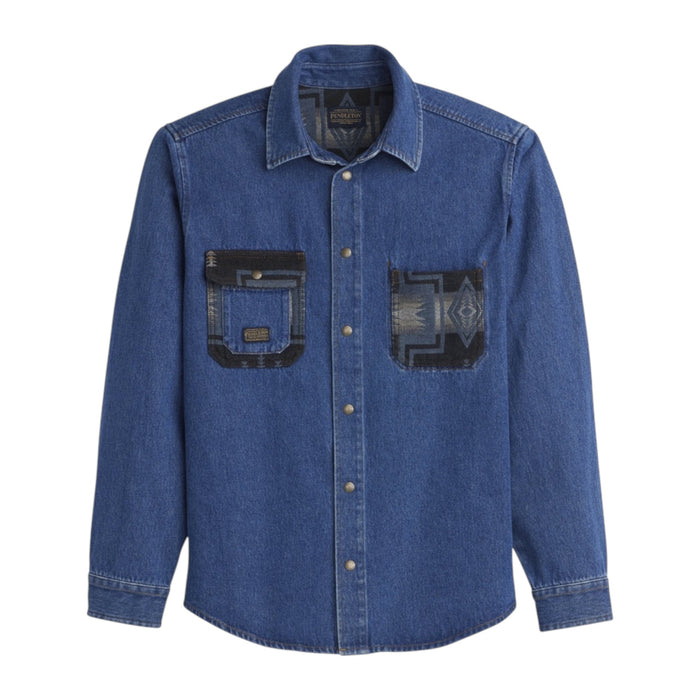 Pendleton Men's Denim Embroided Pocket Work Shirt