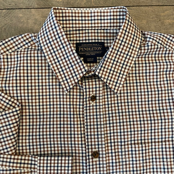 Pendleton Button Up Brown Checkered Dress Shirt