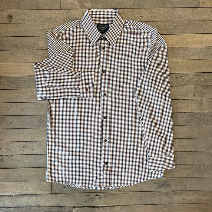 Pendleton Button Up Brown Checkered Dress Shirt