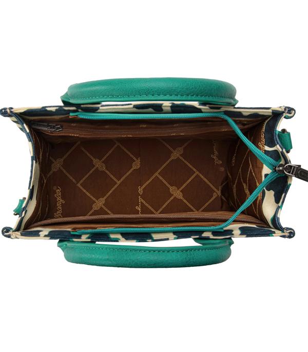 Wrangler Cow Print Concealed Carry Tote/Crossbody -Dark Turquoise