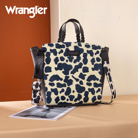 Wrangler Cow Print Concealed Carry Tote/Crossbody - Black