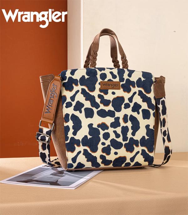 Wrangler Cow Print Concealed Carry Tote/Crossbody - Brown