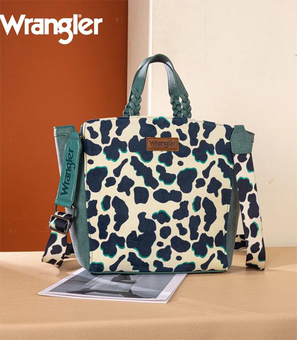 Wrangler Cow Print Concealed Carry Tote/Crossbody- Dark Turquoise
