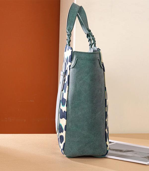 Wrangler Cow Print Concealed Carry Tote/Crossbody- Dark Turquoise