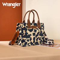 Wrangler Cow Print Concealed Carry Tote/Crossbody -Brown