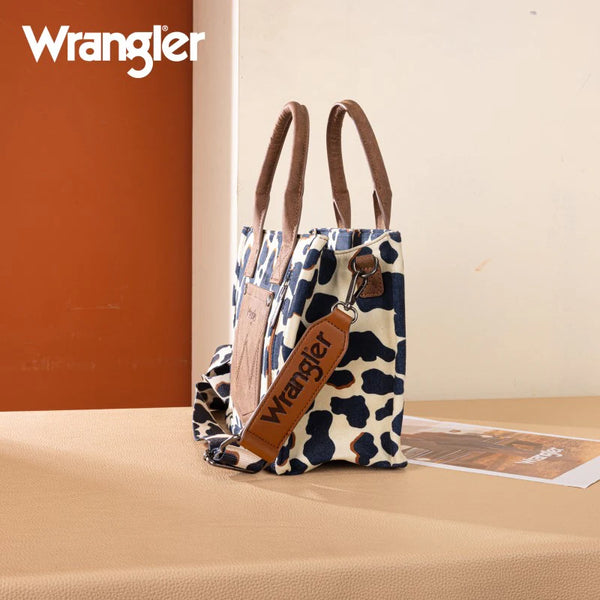 Wrangler Cow Print Concealed Carry Tote/Crossbody -Brown