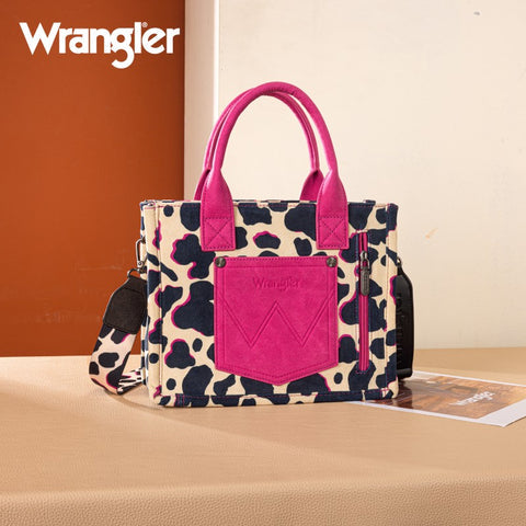 Wrangler Cow Print Concealed Carry Tote/Crossbody -Hot Pink