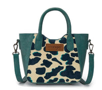 Wrangler Cow Print Mini Tote/Crossbody - Turquoise