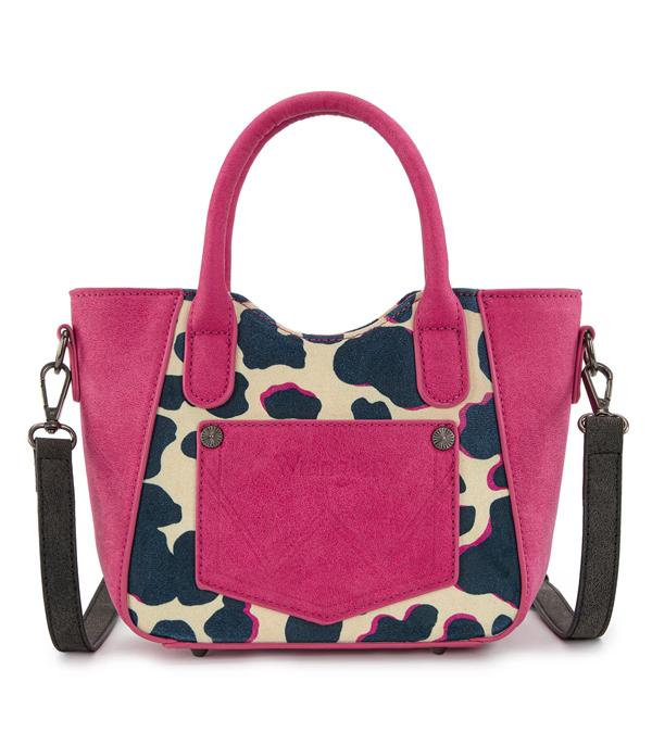 Wrangler Cow Print Mini Tote Crossbody - Hot Pink