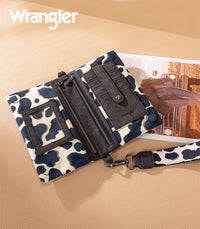 Wrangler Cow Print Wallet/Wristlet/Crossbody -Black