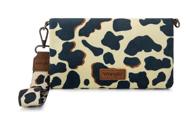 Wrangler Cow Print Wallet/Wristlet/Crossbody -Brown