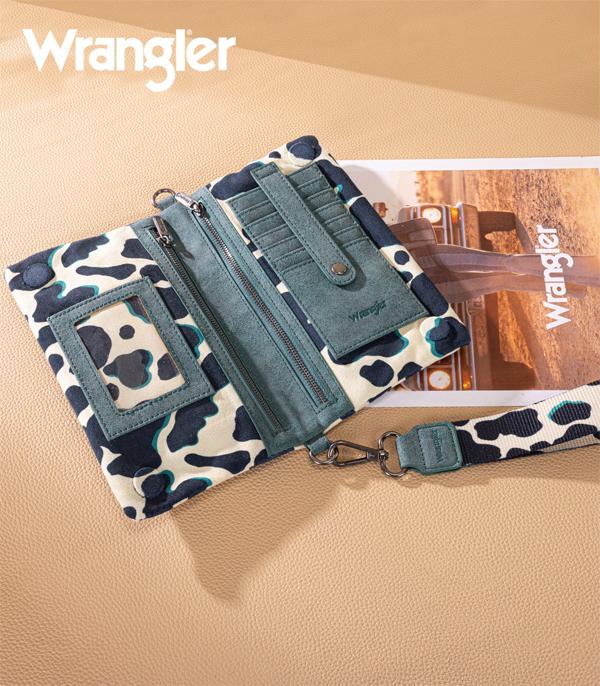 Wrangler Cow Print Wallet/Wristlet/Crossbody -Dark Turquoise