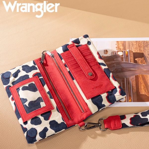Wrangler Cow Print Wallet/Wristlet/Crossbody -Red