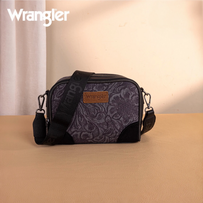 Wrangler Vintage Floral Printed Small Crossbody Bag - Black
