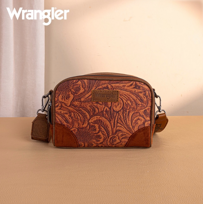 Wrangler Vintage Floral Printed Small Crossbody Bag - Brown