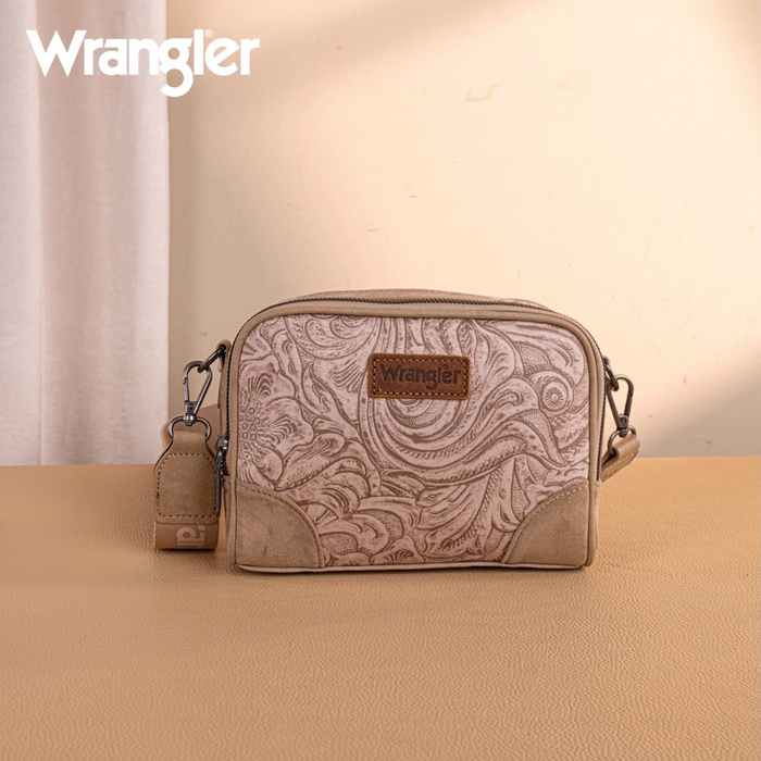 Wrangler Vintage Floral Printed Small Crossbody Bag - Khaki