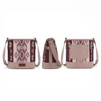 Wrangler Aztec Distressed Print Dual Sided Print Concealed Carry Crossbody-Pink