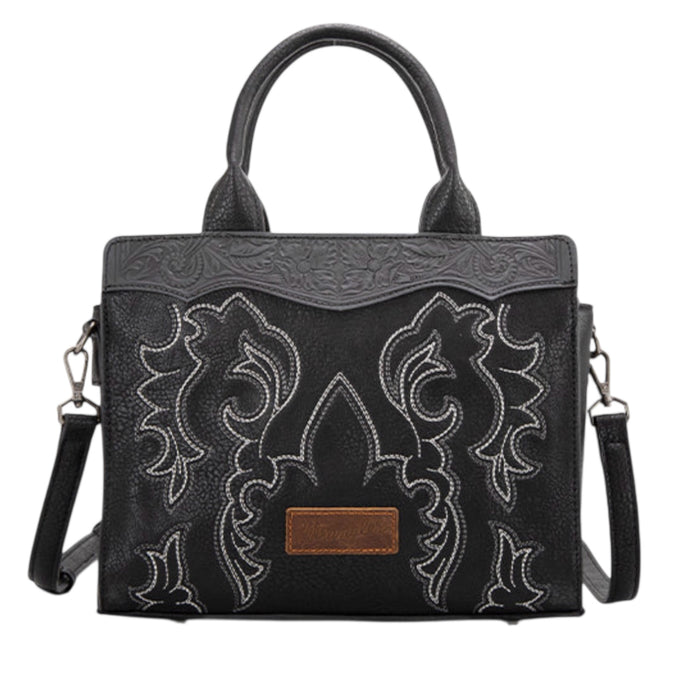 Wrangler Boot Scroll Crossbody Purse - BLACK