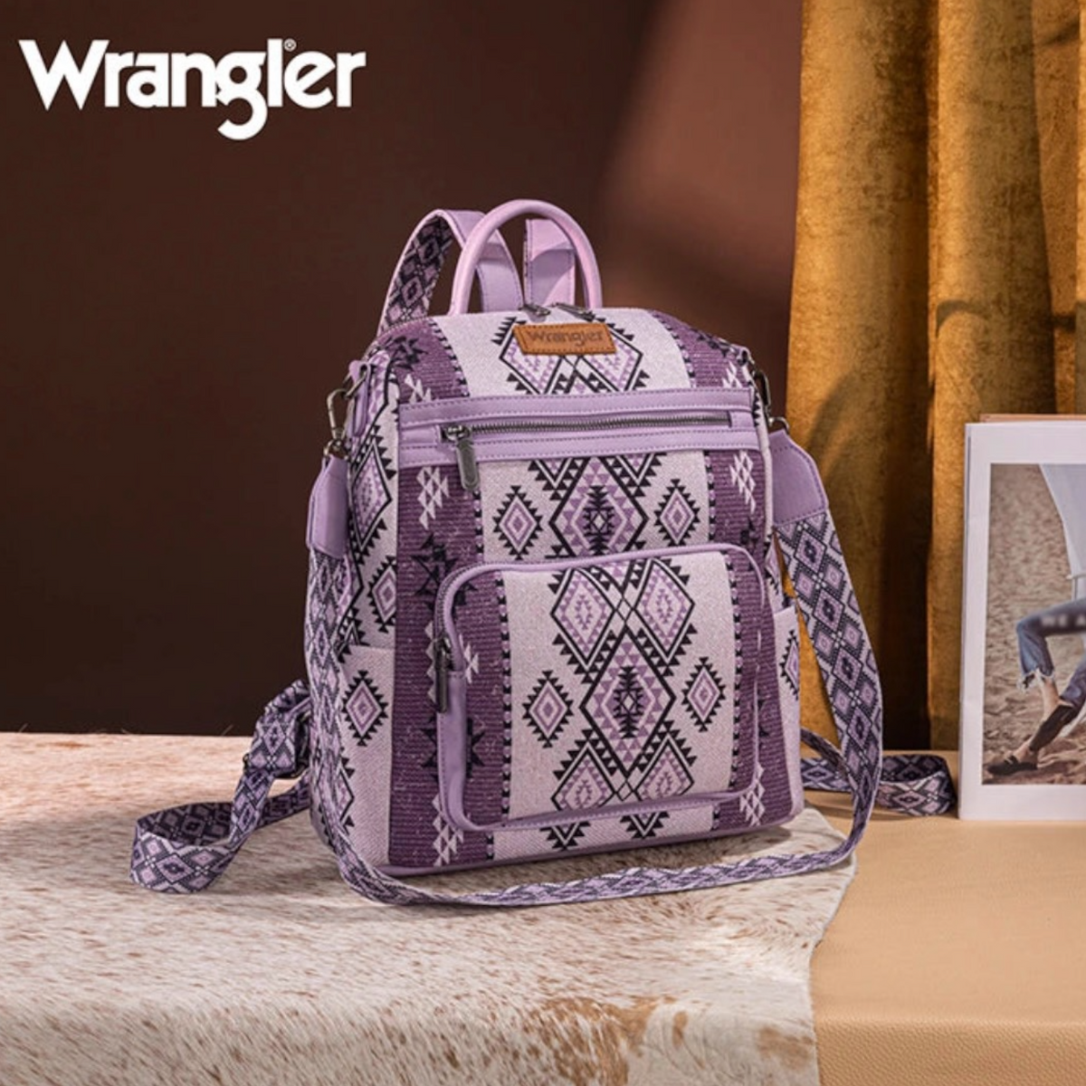 WRANGLER AZTEC PRINT CANVAS BACKPACK
