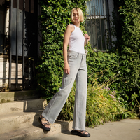 Light Gray High Rise Wide Leg Jeans Clementine