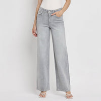 Light Gray High Rise Wide Leg Jeans Clementine