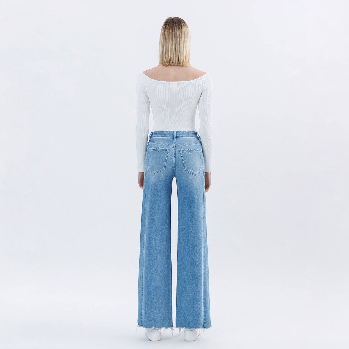 Well-Run High Rise Raw Hem Extreme Wide Jeans