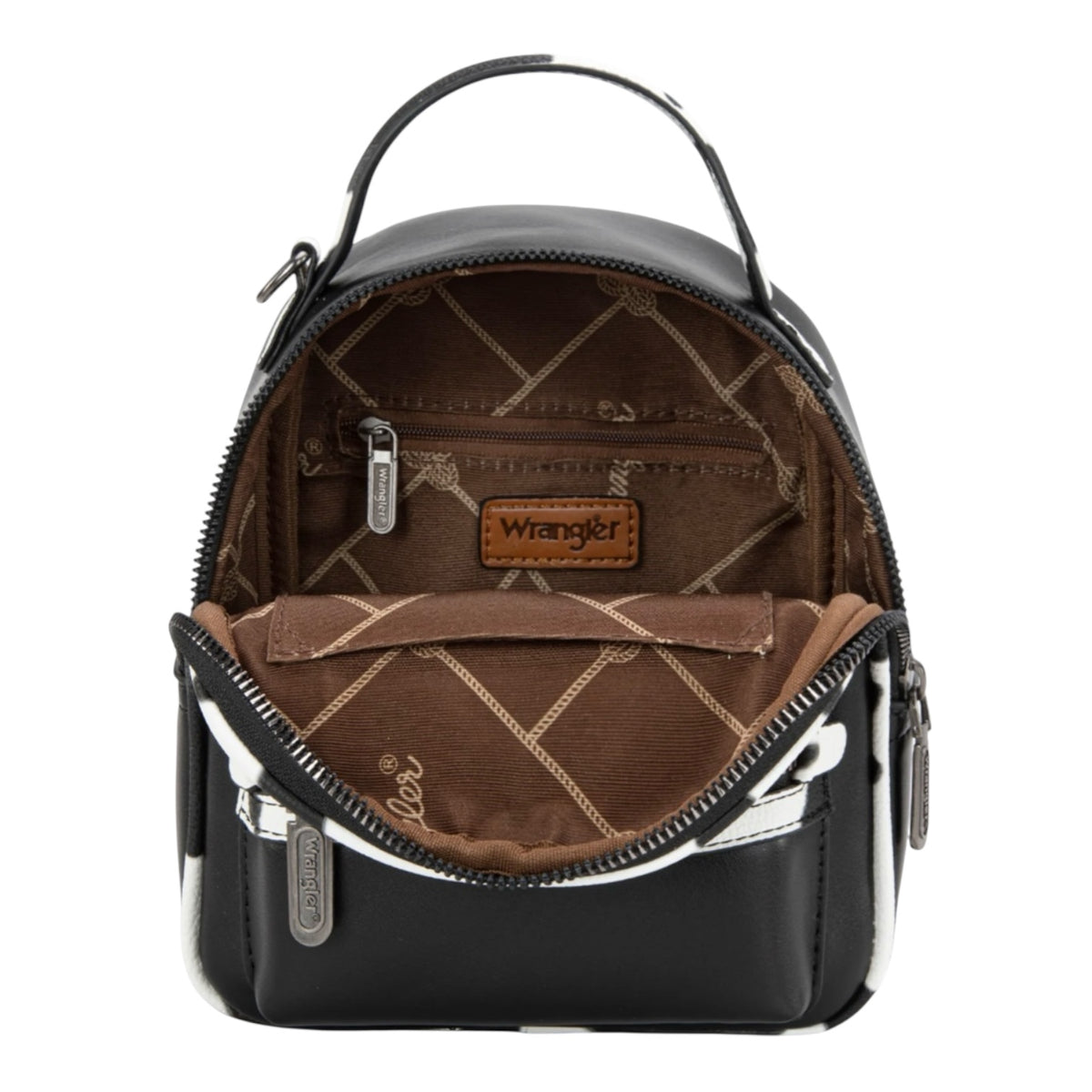 Wrangler Cow Print Trimmed Mini Backpack With Coin Pouch
