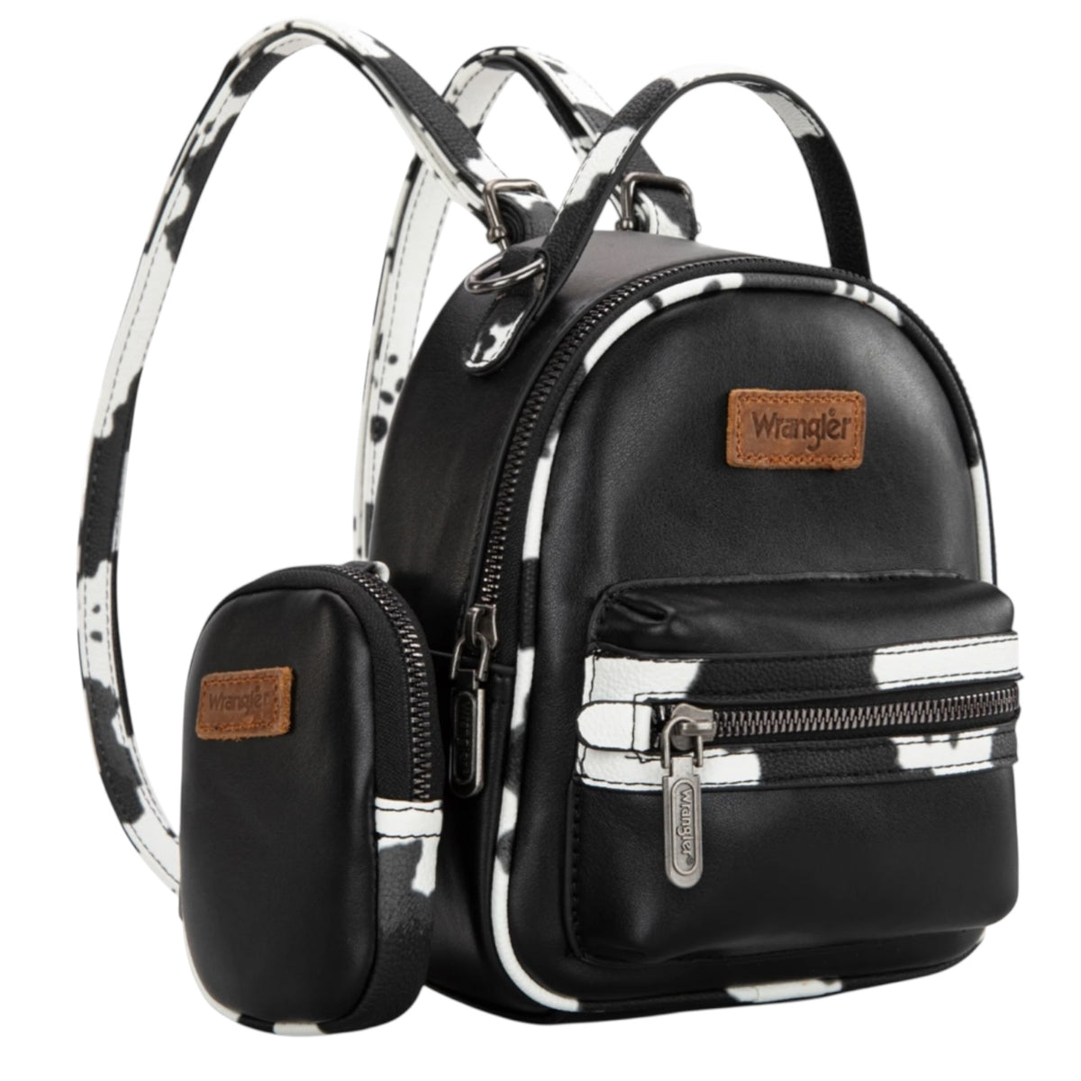 Wrangler Cow Print Trimmed Mini Backpack With Coin Pouch