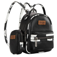 Wrangler Cow Print Trimmed Mini Backpack With Coin Pouch