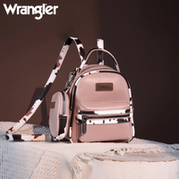Wrangler Cow Print Trimmed Mini Backpack With Coin Pouch