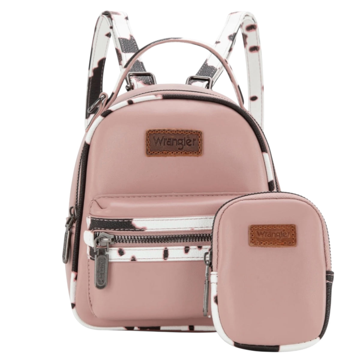 Wrangler Cow Print Trimmed Mini Backpack With Coin Pouch