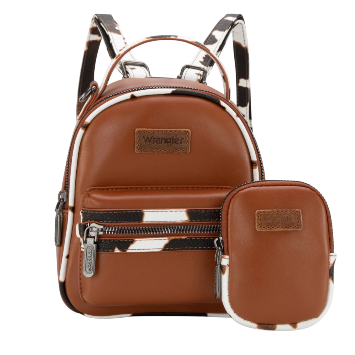 Wrangler Cow Print Trimmed Mini Backpack With Coin Pouch