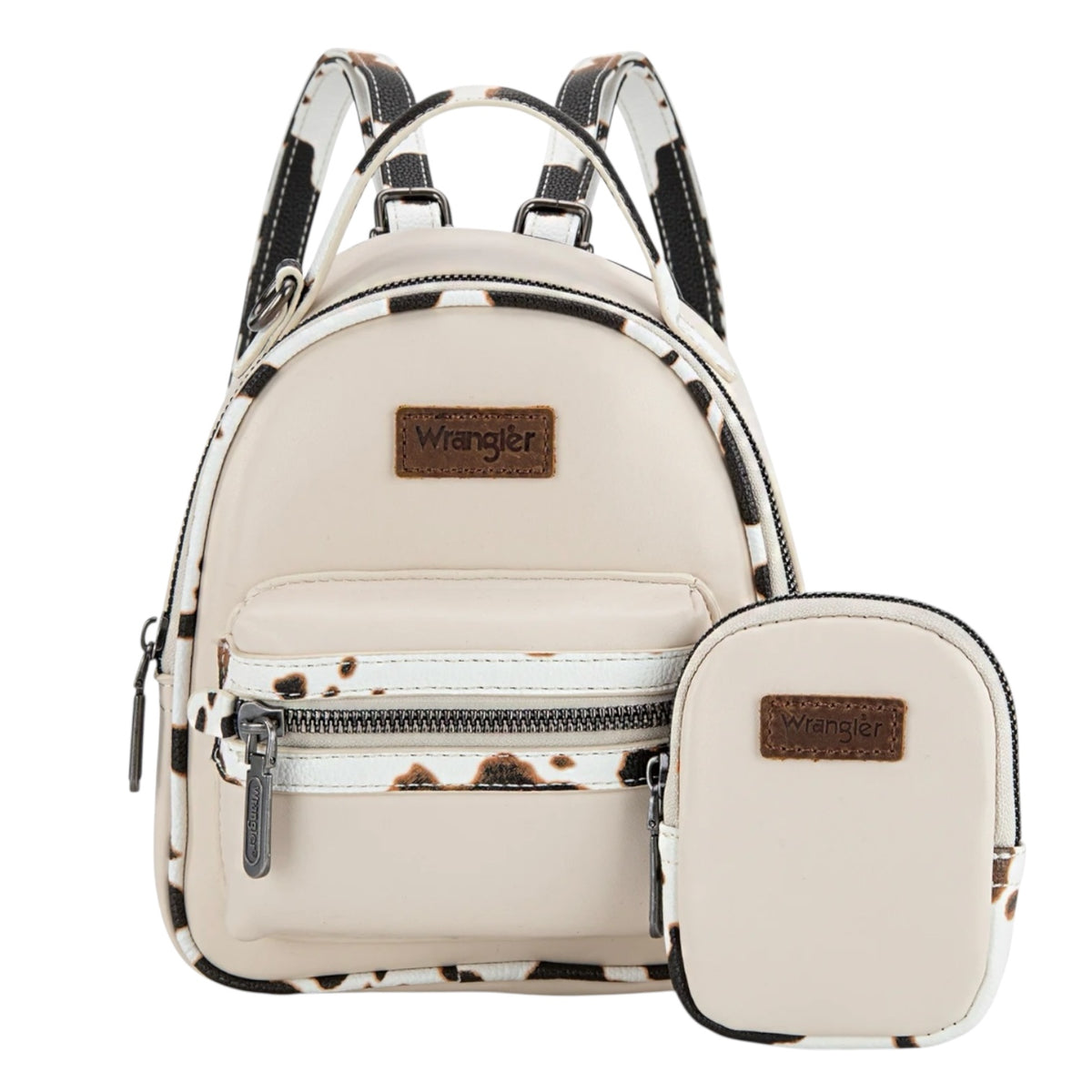 Wrangler Cow Print Trimmed Mini Backpack With Coin Pouch