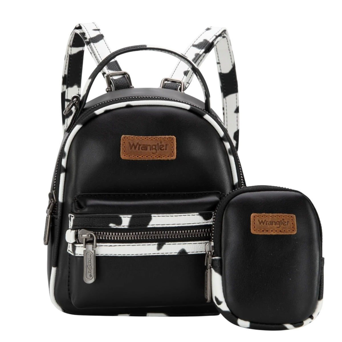 Wrangler Cow Print Trimmed Mini Backpack With Coin Pouch