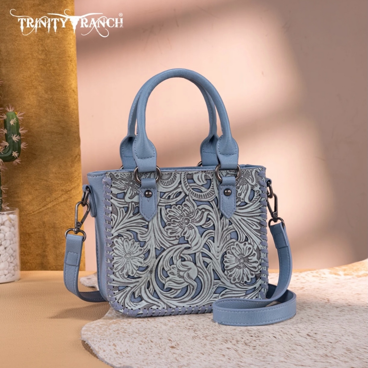 Trinity Ranch Floral Tooled Collection Mini Tote/Crossbody