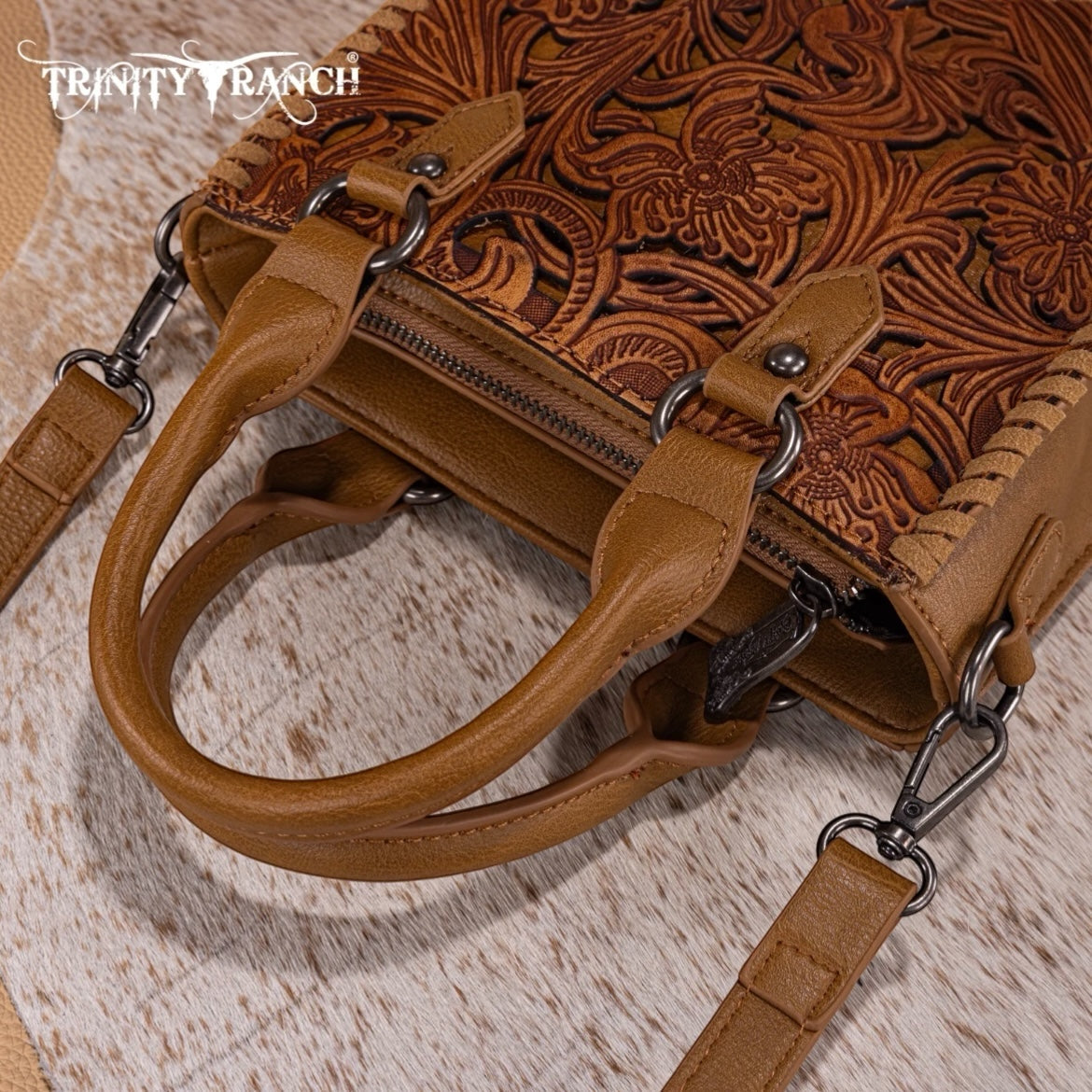 Trinity Ranch Floral Tooled Collection Mini Tote/Crossbody