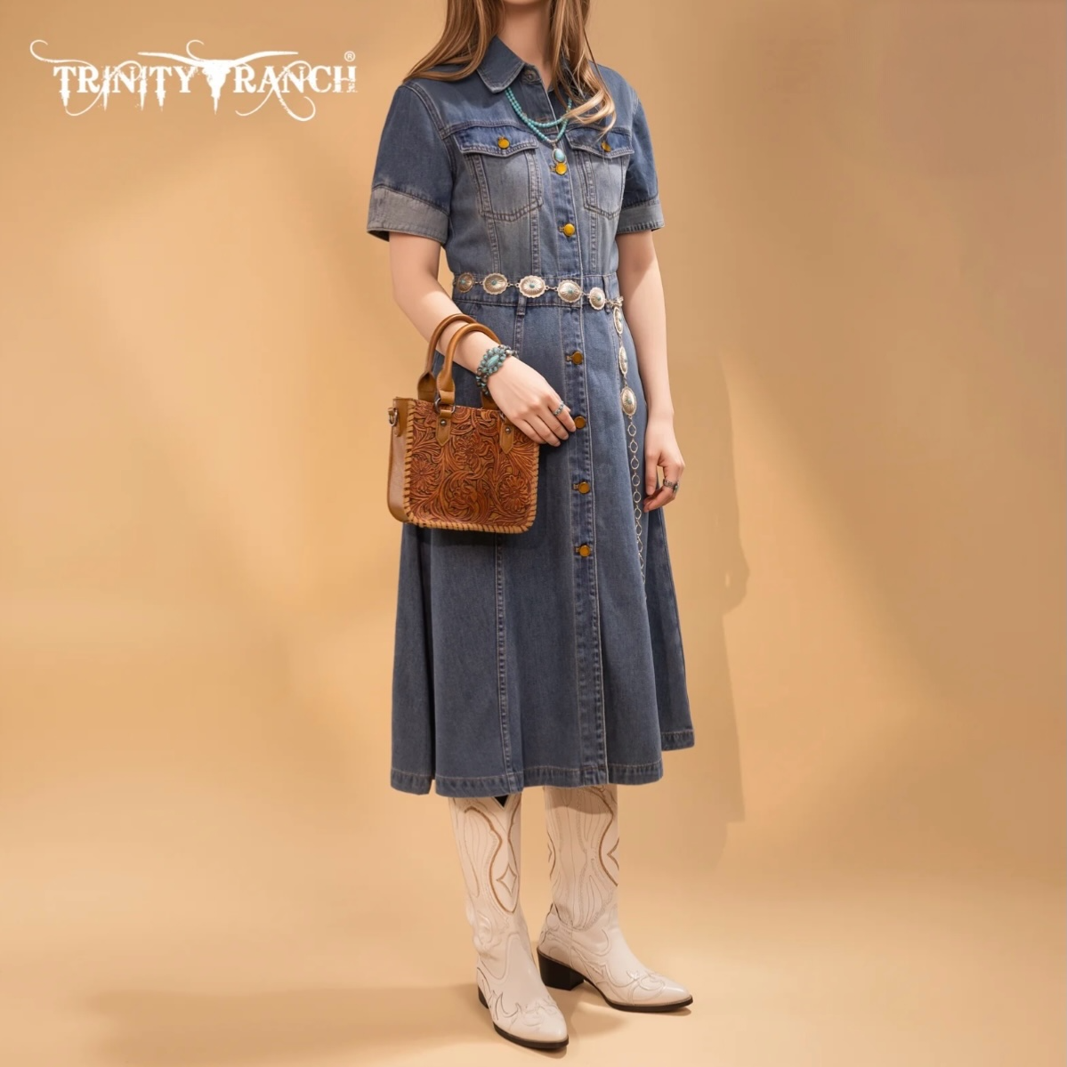 Trinity Ranch Floral Tooled Collection Mini Tote/Crossbody