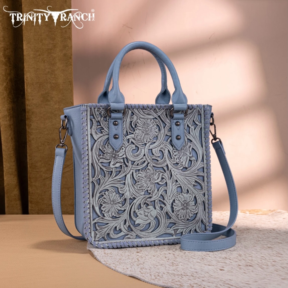 Trinity Ranch Floral Tooled Collection Tote/Crossbody