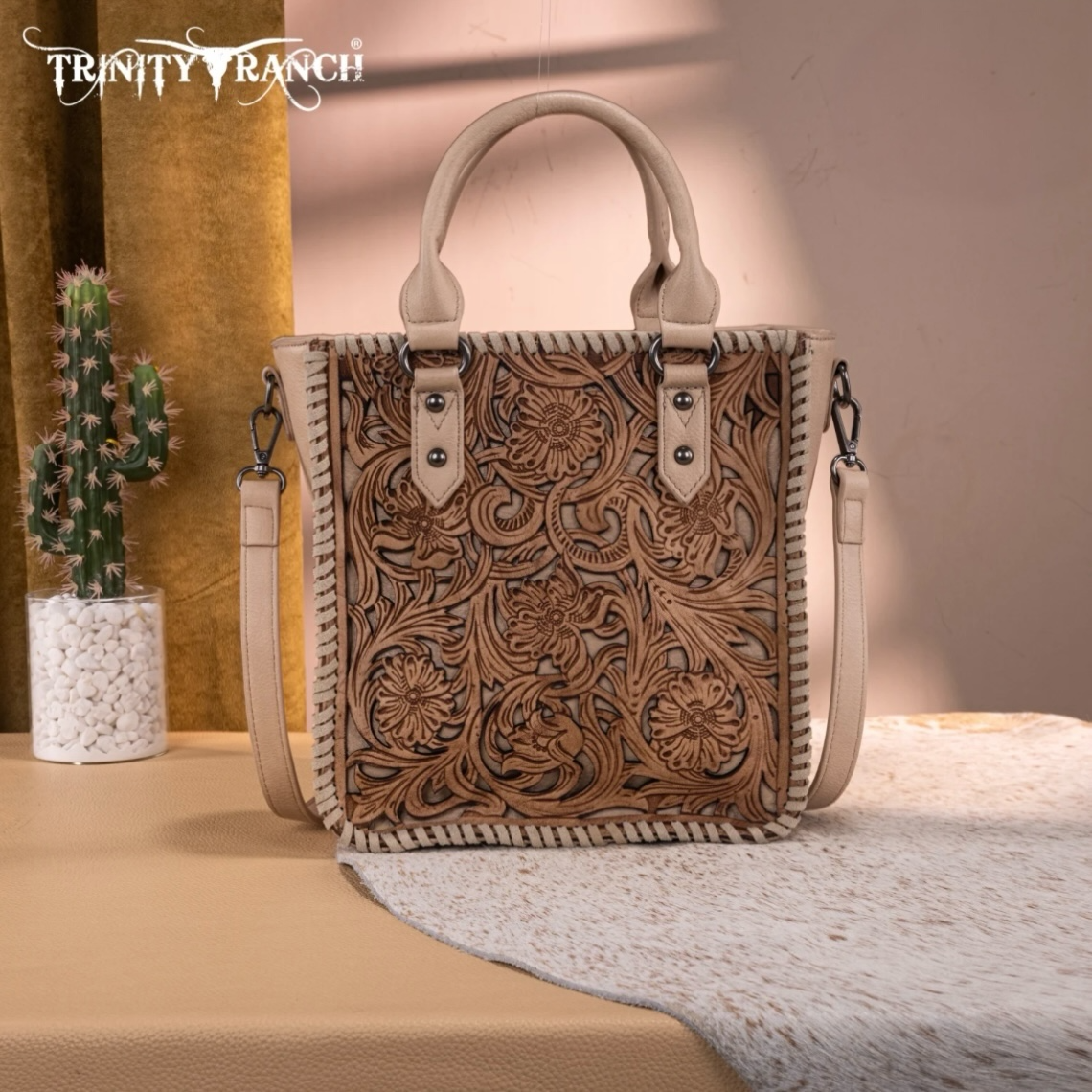 Trinity Ranch Floral Tooled Collection Tote/Crossbody
